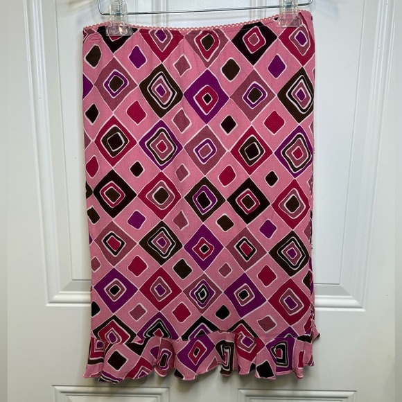 Vintage Y2K Skirt Embellished Sequin Diamond Print Ruffle Hem Size Large - Picture 2 of 8